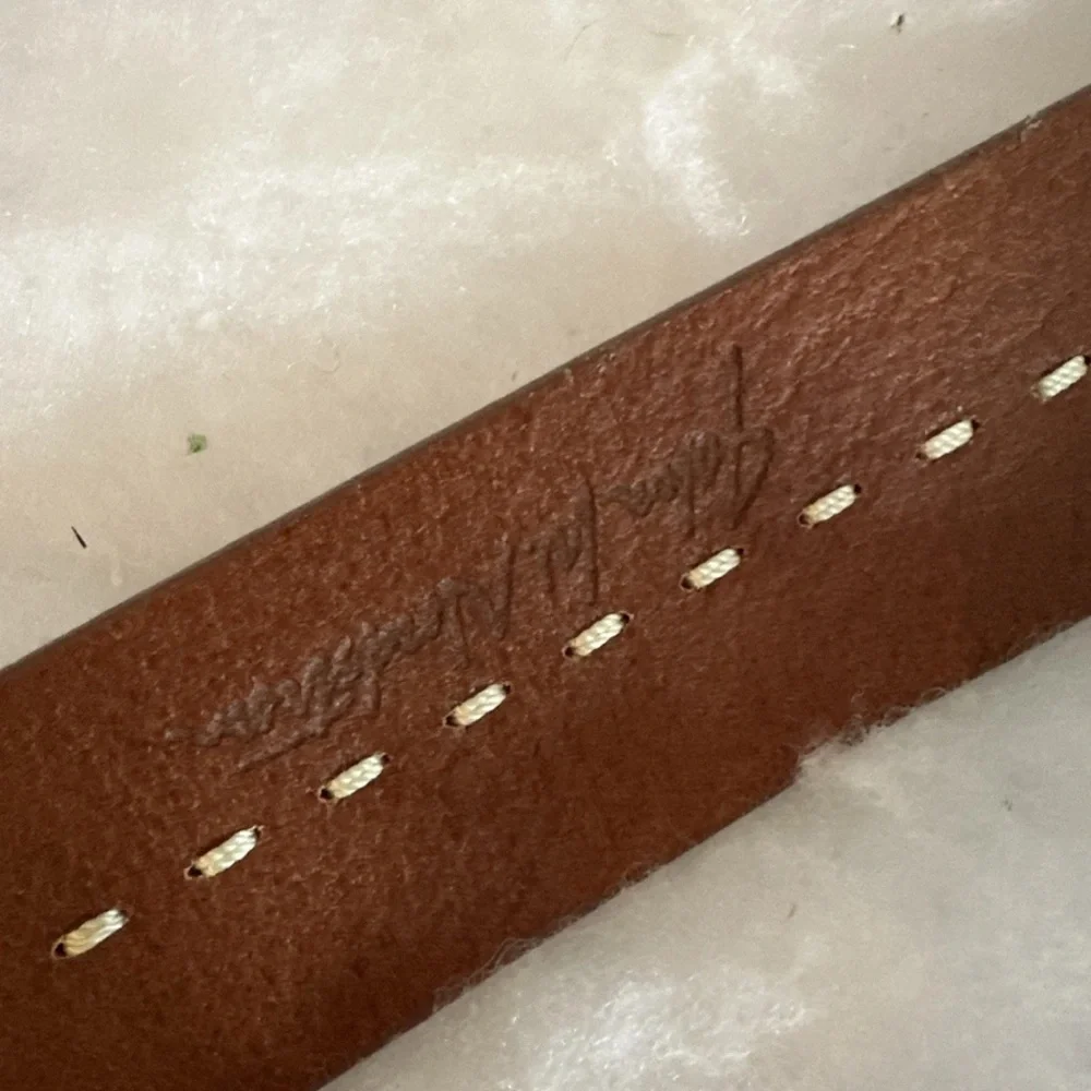 John W. Nordstrom Brown Leather Belt White Stitching Hand Crafted In USA 36